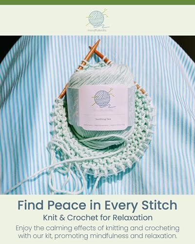 mindfulknits Knitting Kit for Beginners Adults with Knitting Needles, Yarn Needle & 100% Cotton Knitting Yarn (4) – Make Washcloths - Zen Basic Knitting Supplies Set for Relaxation & Stress Relief - Image 3