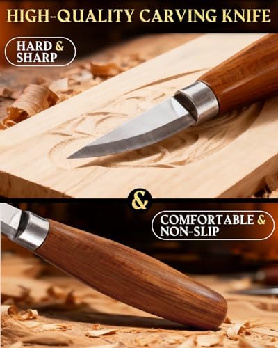 Wood Carving Kit Whittling Kit: Wood Carving Knife Tools with Leather Case - Image 4