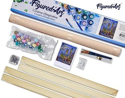 Figured'Art Paint by Numbers Kit for Adults London in The Dusk 16"x20" - Craft Art Painting Rolled Canvas with DIY Wooden Frame - Image 5