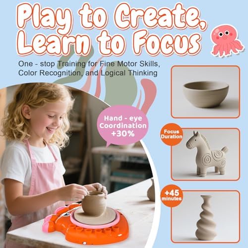 Insnug Pottery Wheel for Kids - Arts and Crafts for Kids Ages 8-12,Kid Pottery Wheel Kit Toys with Modeling Clay Sculpting Tools for Girls Boy Birthday Christmas Gift for 6 7 8 9 10 11 12+ - Image 2