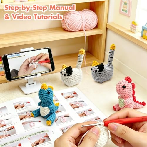 Easy Crochet Kit for Beginners with Step-by-Step Video Tutorials, 4PCS - Image 3