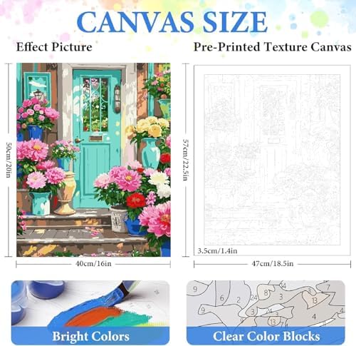 ZRIZQ Paint by Numbers Kit for Adults Beginner,Flowers Home,16x20 - Image 2