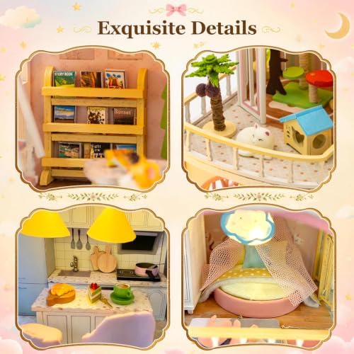 DIY Miniature House Kit, Windsor Castle Tiny 3D Wooden House Making Set for Adults, Dollhouse Bookshelf Decor with Furniture & LED Lights, Christmas Birthday Greenhouse Craft Gift for Friend - Image 3