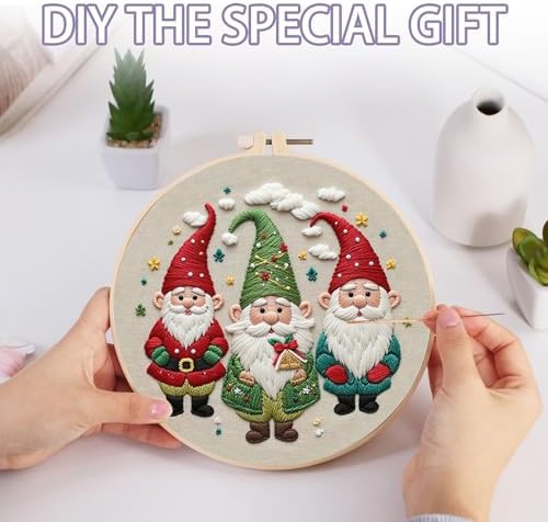 Offizon Christmas Embroidery Kit for Beginners, 3 PCS Starter Cross Stitches, Winter Santa Handicrafts, Merry Chistmas - Image 4
