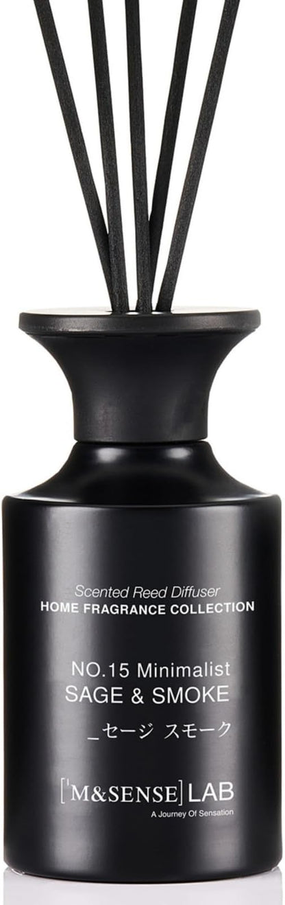 M&SENSE Reed Diffuser Set, 10.14 fl oz Large Reed Diffuser, Sage & Smoke Scented with Natural Essential Oils, Long Lasting with 7 Sticks, Non-Toxic Home Fragrance Reed Diffuser for Bedroom, Bathroom