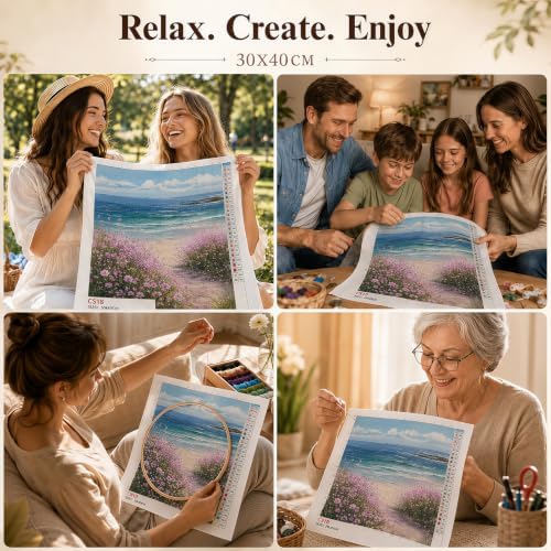 Beach Wildflower Stamped Cross Stitch Kits for Beginner 12x16 Inch - Image 7