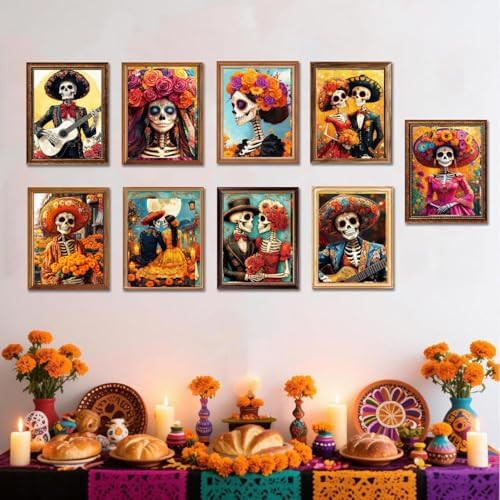 9 Piece Halloween Paint by Numbers Kit for Adults Canvas, Frameworkless - Image 2