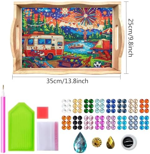 DOTSOPS 5D Diamond Art Kits for Adults Wooden Serving Tray with Handle - Image 2