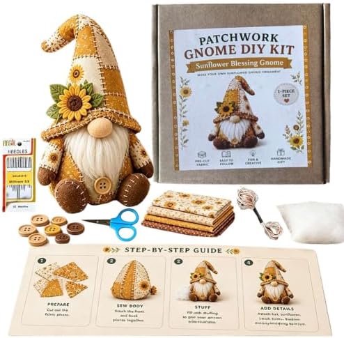 DIY Patchwork Gnome Kit– Create Your Own Adorable Animals,Halloween Christmas GnomeDIY Patchwork Kit,3D Gnome DIY Sewing Project for Adults &Beginners,Handmade Decor Ornament Gift for Craft Lovers by Unknown
