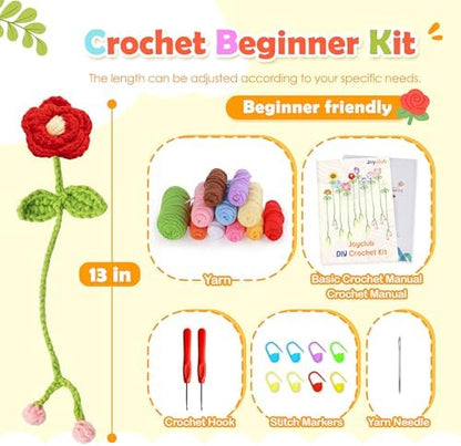 Joyclub Crochet Kit for Beginners 10 Flower Bookmarks for Adults - Image 3