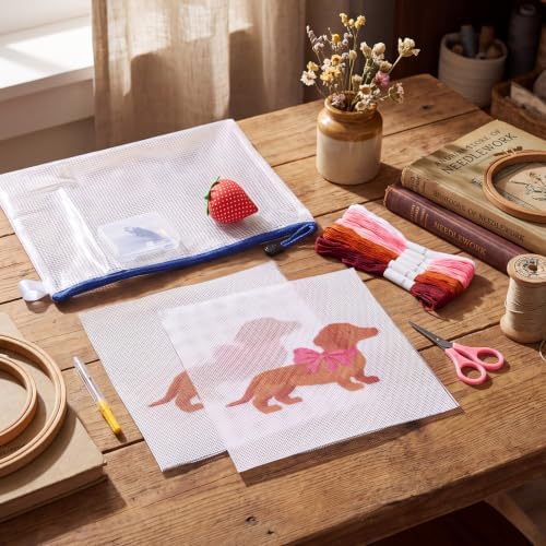 XunYee Needlepoint Canvas Kit, Dachshund with A Bow - Image 5