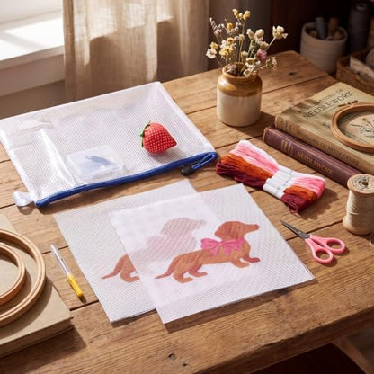 XunYee Needlepoint Canvas Kit, Dachshund with A Bow - Image 5