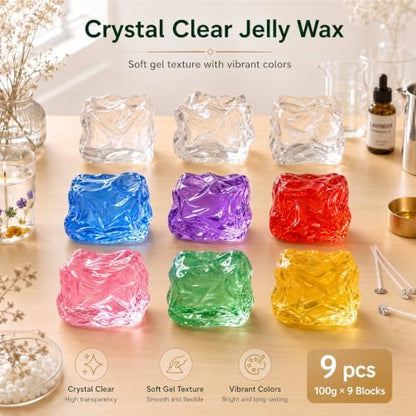 Gel Wax Candle Making Kit, 9pcs /7 Colors Jelly Wax for Adults Teens - Image 3