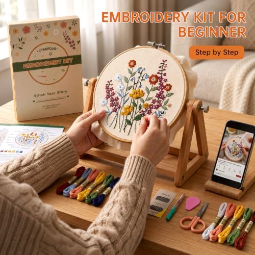 CYANFOUR 5 Pack Beginner Embroidery Kit for Adults with Video & Instruction - Image 3