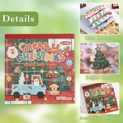 600+ PCS Cute Christmas Scrapbook Sticker Book, Holiday Decor & Ins Little Object Theme Stickers, Art Scrapbook Supplies for Adults Teens Women Girls Junk Journaling Planner Crafts - Image 5