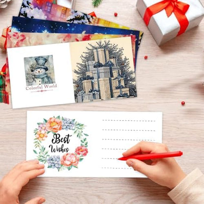 LSQFS Diamond Art Kits for Adults, 6Pcs Xmas Diamond Cards with Envelopes - Image 6