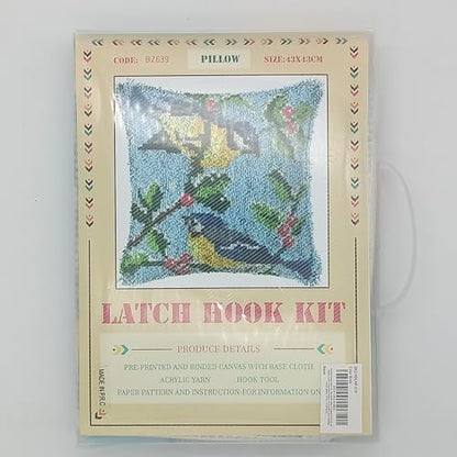 Howie's Latch Hook Kit, DIY Birds Pillow Crochet Yarn Kits for Adults, Color Preprinted Pattern Embroidery Sofa Cushion Cover (Birds, 16.93 x 16.93 inch) - Image 6