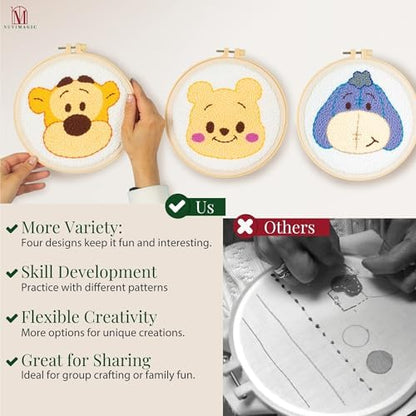 Nuvimagic - Punch Needle Kit for Beginners & Adults - Complete DIY Punch Embroidery Kit with 4 Unique Patterns - Perfect Needle Punch Kits for Creative Art - Image 6