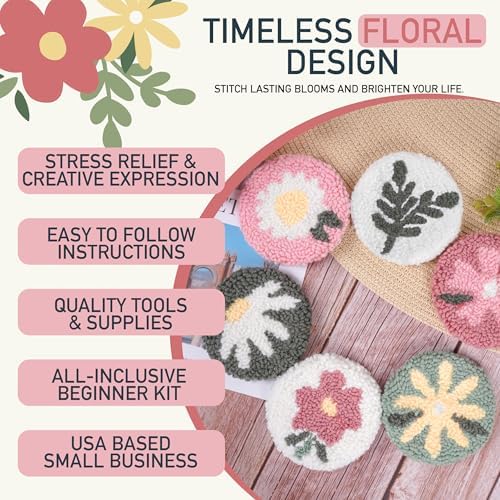 Emri Lane Punch Needle Kit – 6 Floral Design Punch Needle Embroidery Kit - Image 6