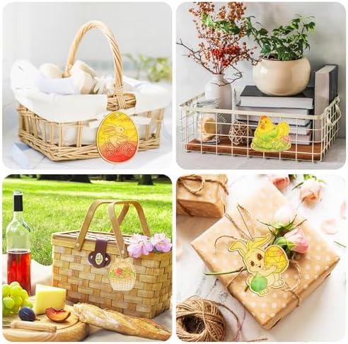 80PCS Wooden Easter Ornaments to Paint, 10 Styles DIY Blank Unfinished Wood Egg Cutouts Ornament for Crafts Hanging Decorations Happy Easter Hallow Egg Rabbit Bunny Butterfly Flower Hen - Image 6