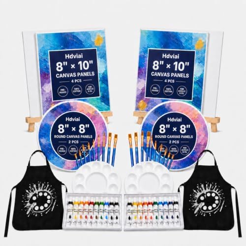 Hdviai Sip and Paint Kit for Couples, 56-Piece Set with Easels and Canvas by FocusoncottonHdviai