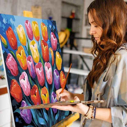 GEEHEIY Paint by Numbers Kit for Adults, Colorful Tulip Number Painting, 16 x 20 Inch - Image 5