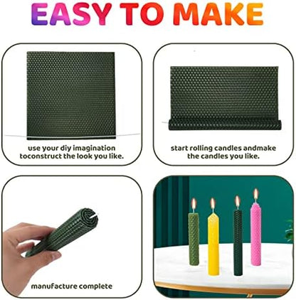 24 Pack 10x8 Inch Beeswax Sheets - Candle Making Kit Supplies for Christmas - DIY Crafts Gift for Kids, Beginners, Experts Alike - Honeycomb Sheet Included - Image 3