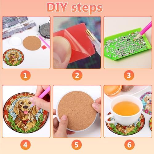 Dog Diamond Art Coasters Kit for Adults, Diamond Painting Coasters 8 Pcs - Image 7