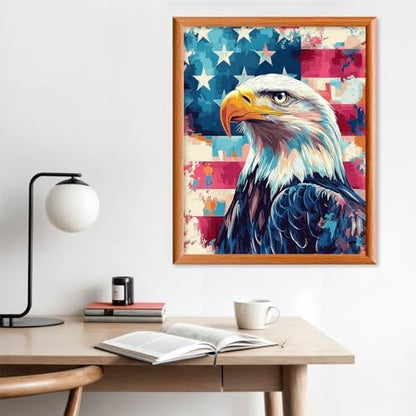 Lxmsja American Flag Paint by Numbers Kit for Adults, Bald Eagle Acrylic Paint by Numbers for Adults Beginner, DIY Craft Supplies Oil Painting Kits for Home Wall Decor 16x20 inch (No Frame) - Image 3