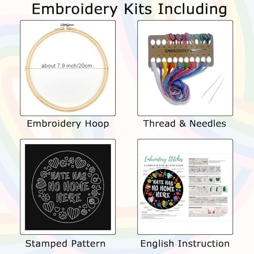 Nuberlic Embroidery Kit for Beginners - LGBT Love Pattern Adults Starter Cross Stitch Kit DIY Needlepoint with Hoop, Pre-Printed Fabric, Threads & Step-by-Step Guide - Image 4