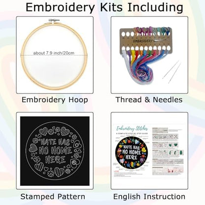 Nuberlic Embroidery Kit for Beginners - LGBT Love Pattern Adults Starter Cross Stitch Kit DIY Needlepoint with Hoop, Pre-Printed Fabric, Threads & Step-by-Step Guide - Image 4