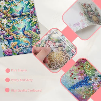 JISHSHAY 6 PCS Butterfly Diamond Painting Greeting Cards Owl Diamond Art Birthday Cards with Envelopes Peacock Gem Art Gem Painting Mosaic Kits for Adults for Thanksgiving Anniversary Valentine - Image 5