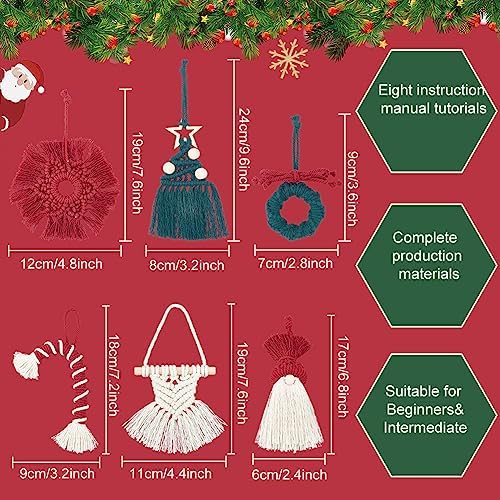 INFUNLY 8 Set DIY Macrame Kits for Adults Beginners Christmas Macrame Hanging Ornament Kit Boho Starters Wall Supplies All in One Macrame Kit with Instructions for DIY Lovers Gifts Home Hanging Decor - Image 4