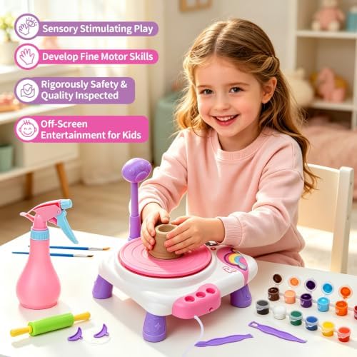 Pottery Wheel for Kids, Air Dry Clay Craft Kit with USB Power, Ages 6+ - Image 6