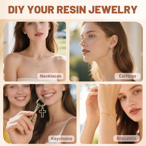 Gartful 30PCS Open Bezels for Resin Jewelry Making, Earring Making Kit, Geometric Frame Charms for Pendants, Earrings, Necklaces, DIY Crafts, Cross Shape - Image 4