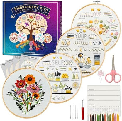 Huacan Embroidery Kit for Beginners with Tutorial Video & Gift Box by Home
