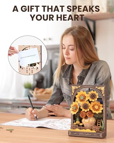 rowood Sunflower 3D Puzzles for Adults,Mother's Day DIY Vincent Van Gogh Painting Artwork Craft Kits for Adults,Home Decor Botanical Collection Gift on Christmas/Birthday for Friends Family - Image 5