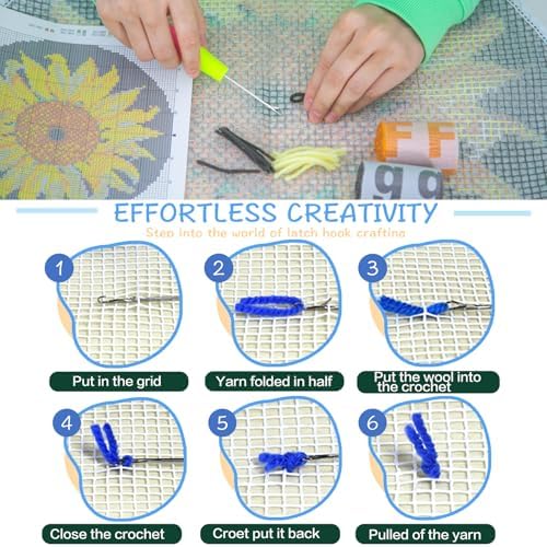 MIAOLLUN Squirrel Latch Hook Rug Kit for Adults DIY Animal Rug Making Craft Cross Stitch Cushion Crochet Yarn Kits Color Printed Canvas for Home Decor Festival Gift 20.5X15inch - Image 4