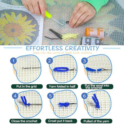 MIAOLLUN Sunset Dolphins Latch Hook Rug Kit for Adults Beginners, 2 Dolphins Pattern Rug Making Craft Embroidery Tapestry Set Home Decoration 20.5X15inch - Image 3
