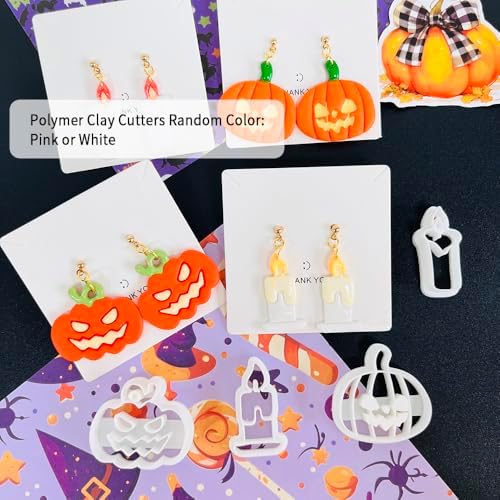 Xaekicr Halloween Polymer Clay Cutters Set – 8pcs Halloween Clay Cutters for Polymer Clay Jewelry, Clay Earring Cutters and Molds – Pumpkin, Tombstone, Witch Hat Clay Tools for DIY Crafts - Image 2