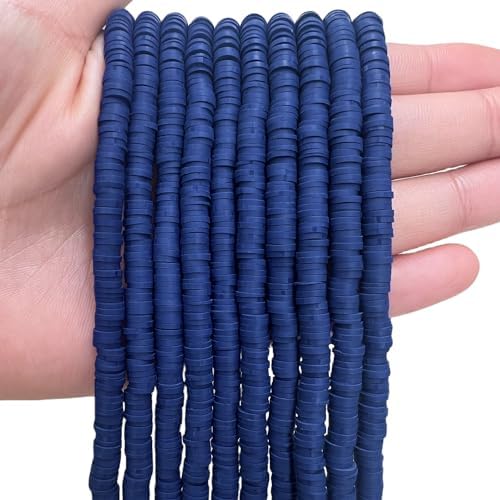 MIIIM 3600 PCS 10 Strands Polymer Clay Beads for Jewelry Making, Vinyl Heishi Beads 6mm for Surfer Bracelets Necklace Making (Navy) by MIIIM