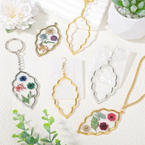 Gartful 30PCS Open Bezels for Resin Jewelry Making, Earring Making Kit, Geometric Frame Charms for Pendants, Earrings, Necklaces, DIY Crafts, Leaf Shape - Image 6
