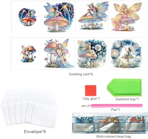 TDFERAN Diamond Painting Blank Cards Set of 6 Greeting Cards Butterfly Fairy Wedding Greetings Card Birthday Greeting Sympathy Thinking of You Card Adult Party Invitations All Occasion - Image 3