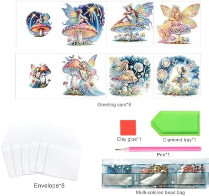 TDFERAN Diamond Painting Blank Cards Set of 6 Greeting Cards Butterfly Fairy Wedding Greetings Card Birthday Greeting Sympathy Thinking of You Card Adult Party Invitations All Occasion - Image 3