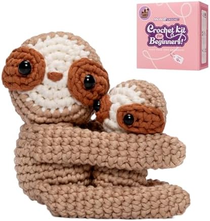 Mewaii Crochet Kit for Beginners, 2 Pack Sloth Craft Set by Mewaii