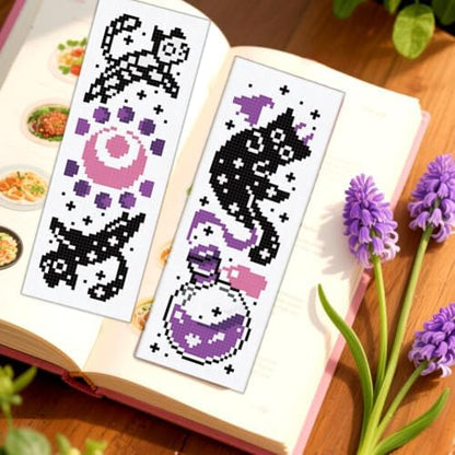 ORIGACH 6 Set Skull Cat Cross Stitch Bookmark Kit for Beginner - Image 5