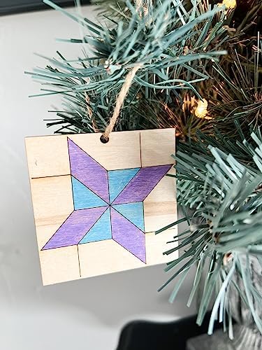 Barn Quilt Square | Unfinished Wood Quilt Block Painting Sign | DIY Painting Craft Kit for Adults | Farmhouse Wall Art and Quilting Decor (Set of 4-3 inches, Friendship Star) - Image 3