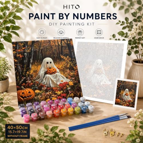 HITO Halloween Paint by Numbers Kit for Adults Ghost 16x20 Inch Frameless - Image 2