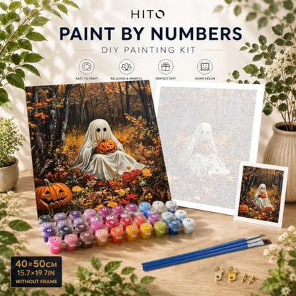 HITO Halloween Paint by Numbers Kit for Adults Ghost 16x20 Inch Frameless - Image 2