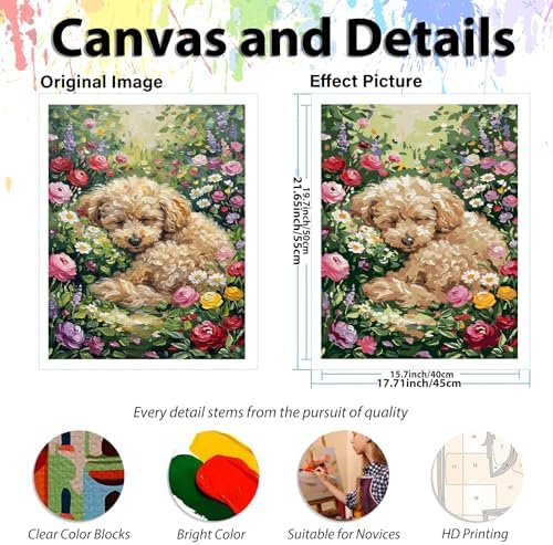Dog Paint by Numbers Kit for Adults, Adult Paint by Number Kits 16x20 Inch - Image 3